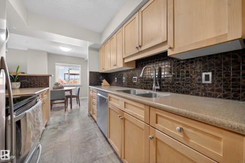 205 10130 114 Street, Edmonton, AB - Indoor Photo Showing Kitchen With Double Sink