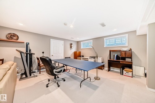 Office area featuring carpet floors and recessed lighting - 4 Harriott Court, St. Albert, AB - Indoor Photo Showing Other Room