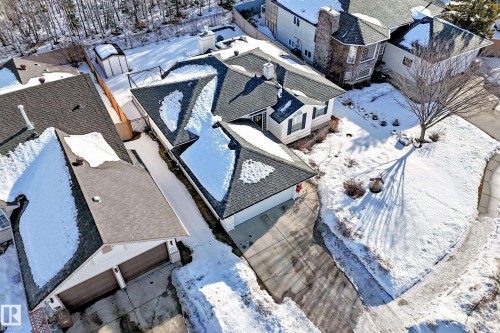 Snowy aerial view with a residential view - 4 Harriott Court, St. Albert, AB - Outdoor