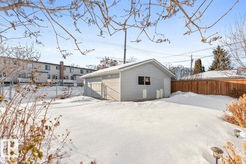 View of oversized double garage from the backyard. - 8707 Strathearn Drive, Edmonton, AB - Outdoor