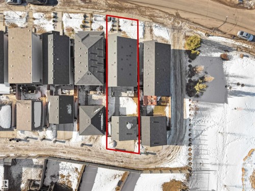 Aerial view of property's location featuring property parcel outlined and nearby suburban area - 5423 Chappelle Road, Edmonton, AB - Other