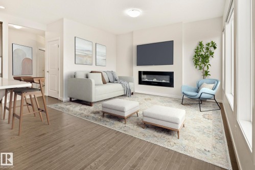 5404 22 Avenue, Edmonton, AB - Indoor Photo Showing Living Room With Fireplace