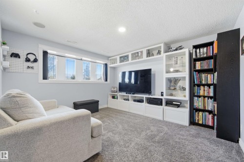 Living room with light colored carpet and a textured ceiling - 848 Millbourne Road E, Edmonton, AB - Indoor Photo Showing Other Room