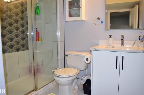 Full bathroom featuring a stall shower and vanity - 315 Wild Rose Way, Edmonton, AB - Indoor Photo Showing Bathroom