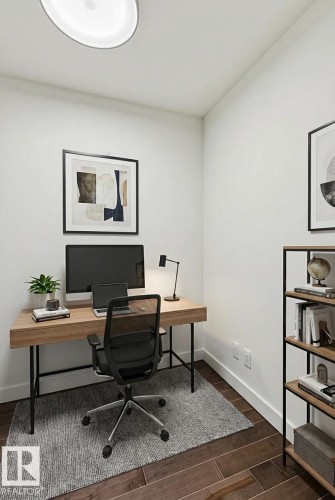 Office with dark wood-style floors - 3104 10360 102 Street, Edmonton, AB - Indoor Photo Showing Office