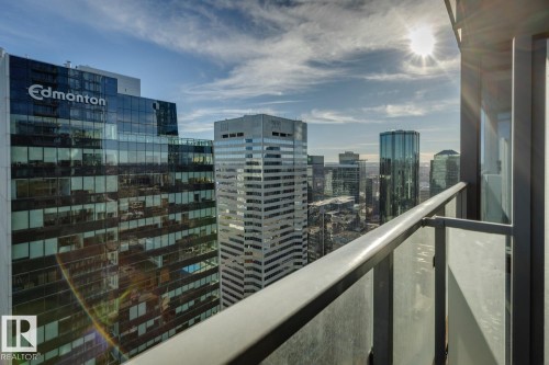 Balcony featuring a view of city - 3104 10360 102 Street, Edmonton, AB - Outdoor With Balcony