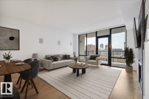 VIRTUALLY STAGED - 503 10028 119 Street, Edmonton, AB - Indoor Photo Showing Living Room