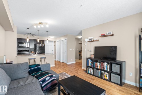 Living area with light wood finished floors - 224 920 156 Street, Edmonton, AB - Indoor Photo Showing Living Room