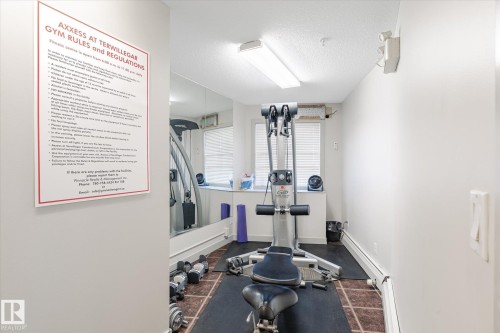 Workout room with a textured ceiling - 224 920 156 Street, Edmonton, AB - Indoor Photo Showing Other Room