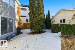 View of yard layered in snow - 