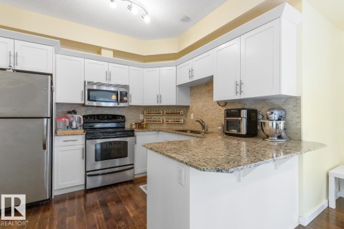 202 10524 77 Avenue, Edmonton, AB - Indoor Photo Showing Kitchen With Double Sink With Upgraded Kitchen