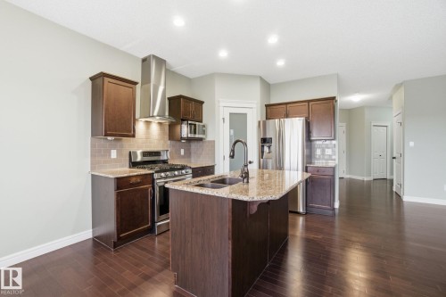 108 South Creek Wynd, Stony Plain, AB - Indoor Photo Showing Kitchen With Double Sink With Upgraded Kitchen