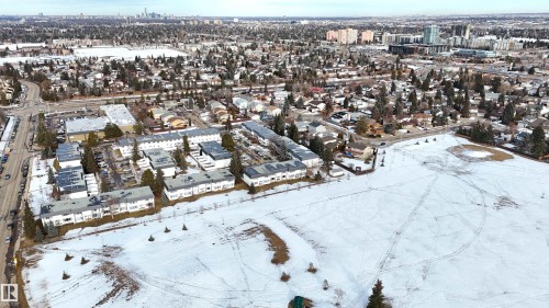 Snowy aerial view with a city view - 11357 22 Avenue, Edmonton, AB - Outdoor With View