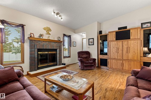 4024 28 Avenue, Edmonton, AB - Indoor Photo Showing Living Room With Fireplace