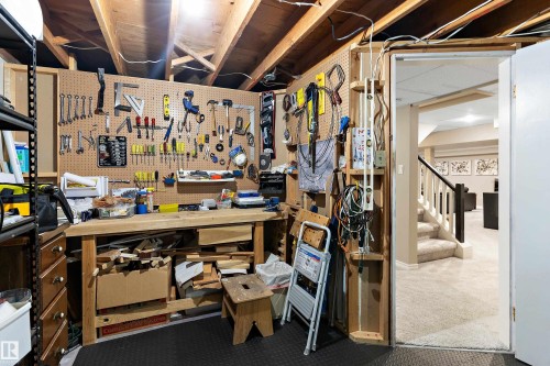 Misc room with carpet floors and stairway - 317 Grand Meadow Crescent, Edmonton, AB - Indoor With Storage