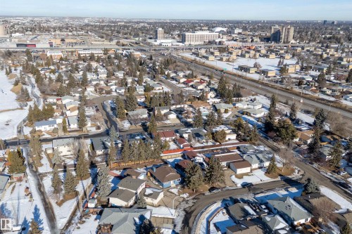 Aerial view of property and surrounding area with nearby urban area - 17116 81 Avenue, Edmonton, AB - Outdoor With View