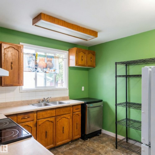 14225 32 Street, Edmonton, AB - Indoor Photo Showing Kitchen With Double Sink