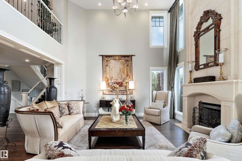 3054 Watson Landing Sw, Edmonton, AB - Indoor Photo Showing Living Room With Fireplace