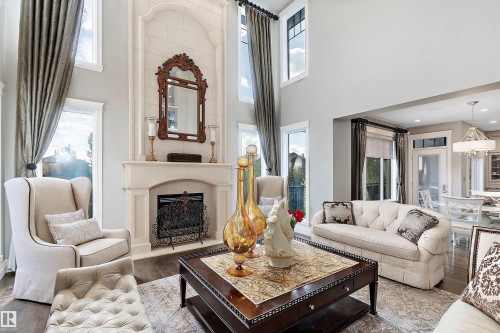 3054 Watson Landing Sw, Edmonton, AB - Indoor Photo Showing Living Room With Fireplace