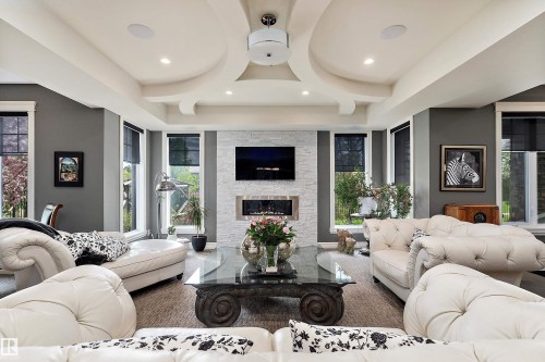 3054 Watson Landing Sw, Edmonton, AB - Indoor Photo Showing Living Room With Fireplace