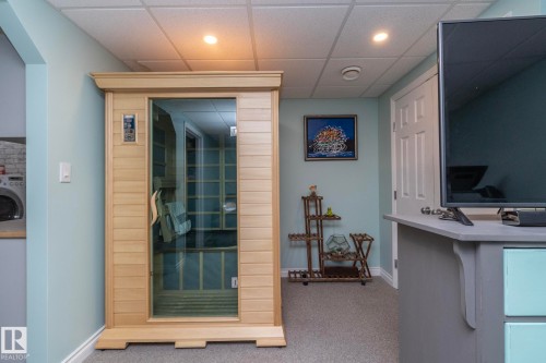 Sauna / steam room with carpet flooring and recessed lighting - 4371 46 Street, Stony Plain, AB - Outdoor With Exterior