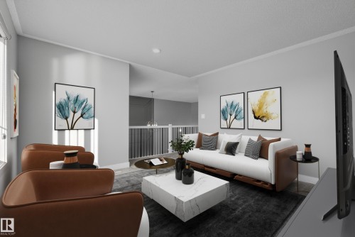 *VIRTUALLY STAGED - 1523 Darby Bay, Edmonton, AB - Indoor Photo Showing Living Room