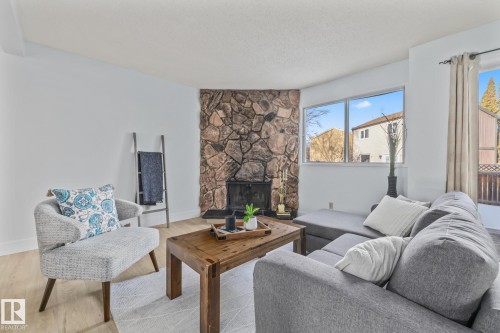 5612 92C Avenue, Edmonton, AB - Indoor Photo Showing Living Room With Fireplace