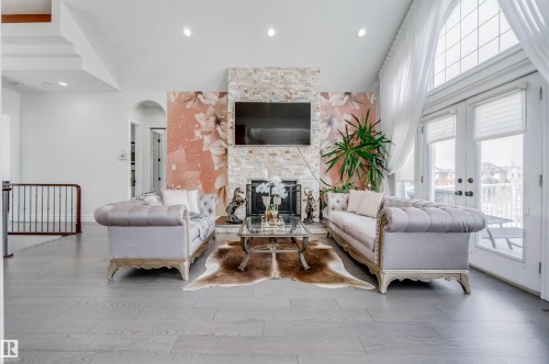 251 Galland Close, Edmonton, AB - Indoor Photo Showing Living Room With Fireplace