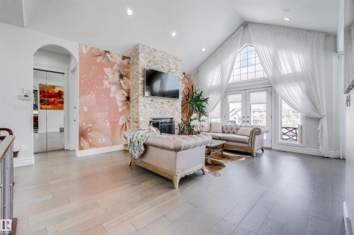 251 Galland Close, Edmonton, AB - Indoor Photo Showing Living Room With Fireplace