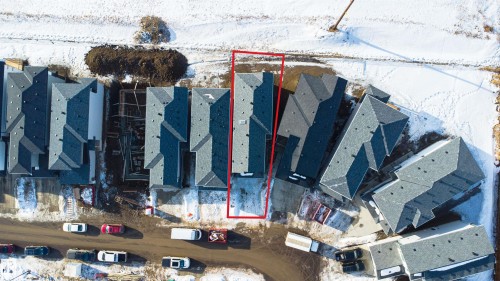 Aerial view of residential area with property parcel outlined - 112 25 Street, Edmonton, AB - Outdoor