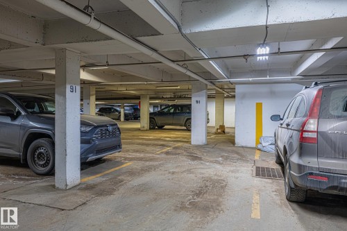 View of parking garage - 1502 9909 110 Street, Edmonton, AB - Indoor Photo Showing Garage