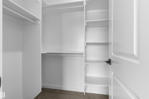 Walk in closet featuring dark colored carpet - 116 25 Street, Edmonton, AB - Indoor With Storage