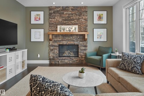 4212 Goresky Close, Edmonton, AB - Indoor Photo Showing Living Room With Fireplace