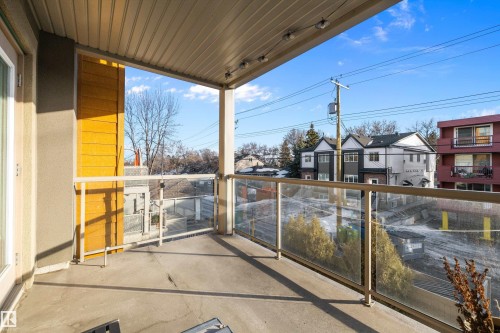 Balcony with a residential view - 205 8515 99 Street, Edmonton, AB - Outdoor With Balcony With Exterior