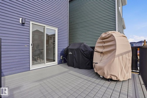 Wooden terrace with a grill - 16627 31 Avenue, Edmonton, AB - Outdoor With Exterior