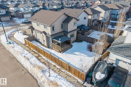Snowy aerial view featuring a residential view - 167 Bremner Crescent, Fort Saskatchewan, AB - Outdoor