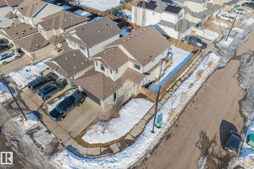 Snowy aerial view with a residential view - 167 Bremner Crescent, Fort Saskatchewan, AB - 