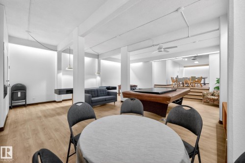 Game room featuring billiards table and ceiling fan - 1502 10160 115 Street, Edmonton, AB - Indoor Photo Showing Dining Room