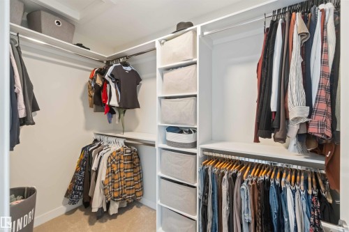 Walk in closet featuring light colored carpet - 72 Penn Place, Spruce Grove, AB - Indoor With Storage
