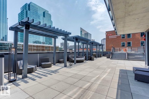 View of patio / terrace featuring a city view - 3300 10180 103 Street, Edmonton, AB - Outdoor With Deck Patio Veranda