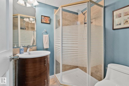 Full bathroom featuring vanity and a shower stall - 4231 39 Avenue, Leduc, AB - Indoor Photo Showing Bathroom