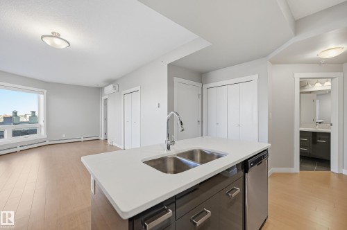 606 10410 102 Avenue, Edmonton, AB - Indoor Photo Showing Kitchen With Double Sink