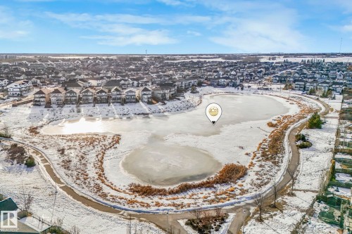 Snowy aerial view with a residential view - 385 Secord Boulevard, Edmonton, AB - Outdoor With View