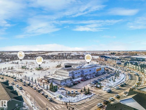 Drone / aerial view of the School & Park appox. 800 meters from the Home - 385 Secord Boulevard, Edmonton, AB - Outdoor With View