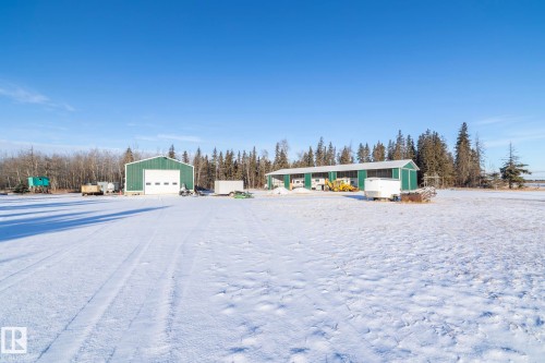 View from road of the 2 sheds. - 57524 Range Road 270, Rural Westlock County, AB - Outdoor