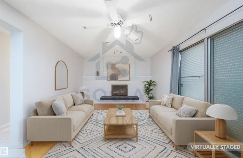 12203 158 Avenue, Edmonton, AB - Indoor Photo Showing Living Room With Fireplace