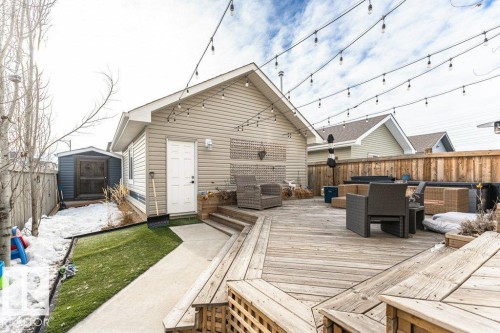 Rear view of property featuring a deck, a fenced backyard, a storage shed, and outdoor lounge area - 2607 20 Avenue, Edmonton, AB - Outdoor With Deck Patio Veranda With Exterior