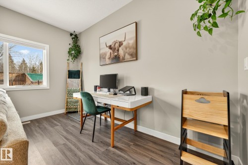 Office with wood finished floors - 74 Royal Street, St. Albert, AB - Indoor Photo Showing Office