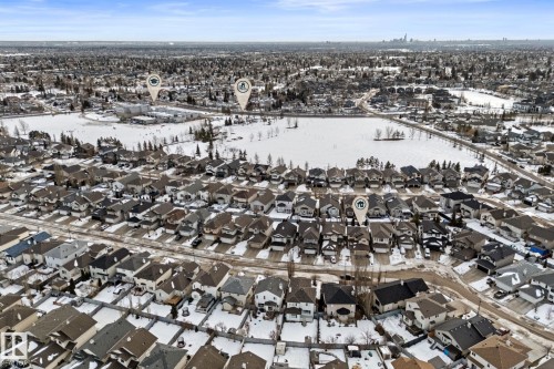 Snowy aerial view with a residential view - 10655 181 Avenue, Edmonton, AB - Outdoor With View