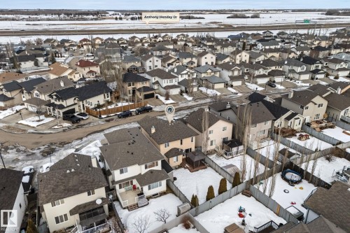 Snowy aerial view featuring a residential view - 10655 181 Avenue, Edmonton, AB - Outdoor With View